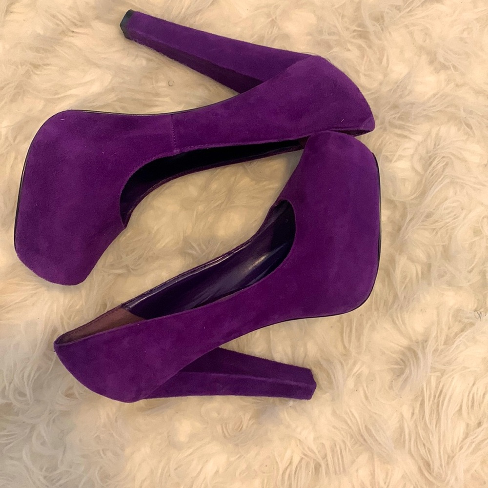 Lush Purple Suede Chunky Heels